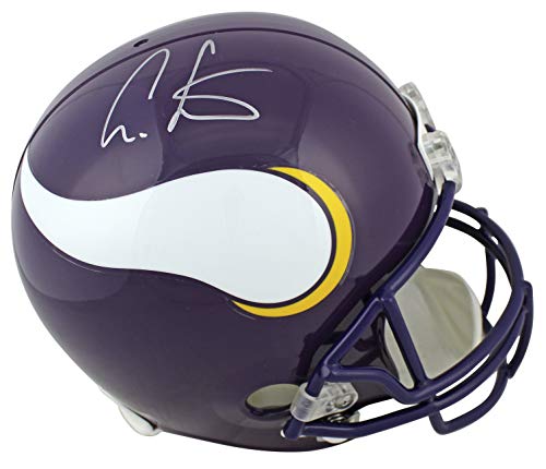 Vikings Cris Carter Authentic Signed Purple Full Size Rep Helmet BAS Witnessed