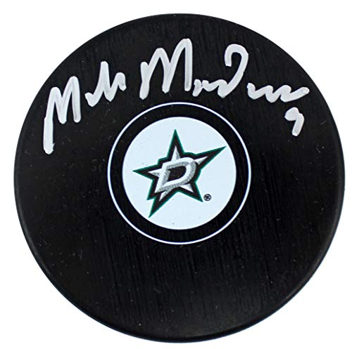 Stars Mike Modano Authentic Signed Dallas Stars Logo Hockey Puck BAS Witnessed