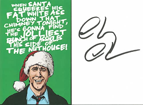 Chevy Chase Christmas Vacation Authentic Signed Green Front Greeting Card BAS W