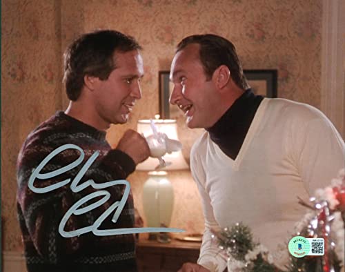 Chevy Chase Christmas Vacation Signed 8x10 Photo w/ Cousin Eddie BAS Witnessed 1