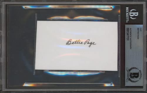 Bettie Page Playboy Authentic Signed 4x2.5 Cut Signature Autographed BAS Slabbed