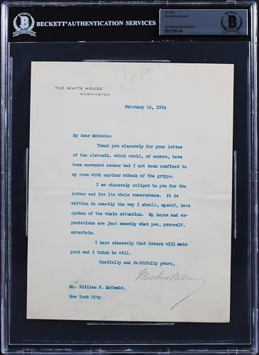 Woodrow Wilson Signed 7x8.75 1914 Letter On White House Letterhead BAS Slab 3