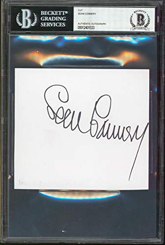 Sean Connery James Bond 007 Authentic Signed 4.5x5 Cut Signature BAS Slabbed