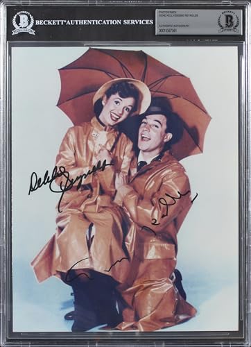 Gene Kelly & Debbie Reynolds Singing in the Rain Signed 8x10 Photo BAS Slabbed