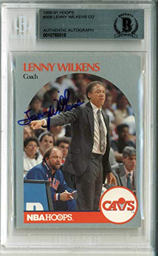 Cavaliers Lenny Wilkens Signed 1990 Hoops #309 Auto Card BAS Slabbed #10765518