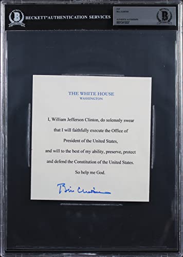 Bill Clinton Authentic Signed 5.5x5.85 Oath Of Office Cut Signature BAS Slabbed