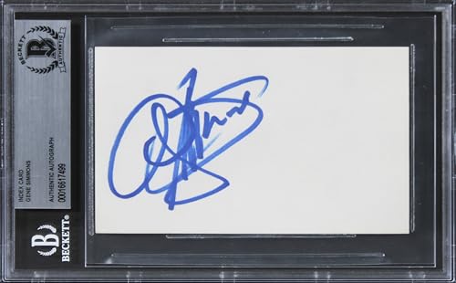 Gene Simmons KISS Authentic Signed 3x5 Index Card Autographed BAS Slabbed