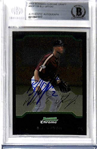 Rays B.J. Upton Authentic Signed 2004 Bowman Chrome #DBP159 RC Card BAS Slabbed