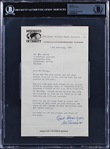 Mother Teresa Authentic Signed 5.5x9 Letter Dated February 13, 1981 BAS Slabbed
