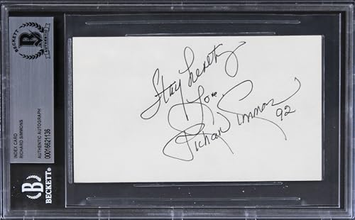 Richard Simmons "Stay Hearty 92" Authentic Signed 3x5 Index Card BAS Slabbed 2