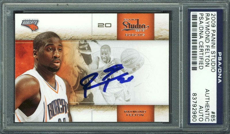 Bobcats Raymond Felton Authentic Signed Card 2009 Panini Studio #85 PSA Slabbed
