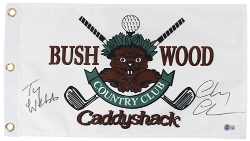Chevy Chase Caddyshack "Ty Webb" Signed Bushwood Country Club Flag BAS #1W311288