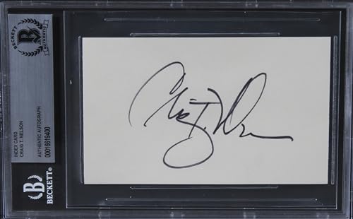 Craig T. Nelson Coach Authentic Signed 3x5 Index Card Autographed BAS Slabbed
