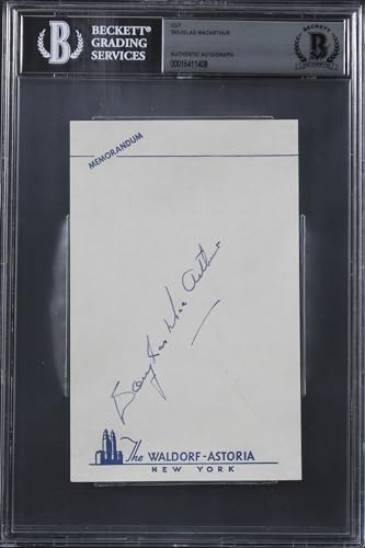 Douglas MacArthur Authentic Signed 3.75x6 Cut Signature BAS Slabbed