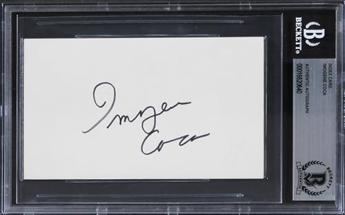 Imogene Coca Vacation Authentic Signed 3x5 Index Card Autographed BAS Slabbed 1