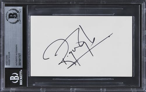 Roger Taylor Queen Authentic Signed 3x5 Index Card Autographed BAS Slabbed 1