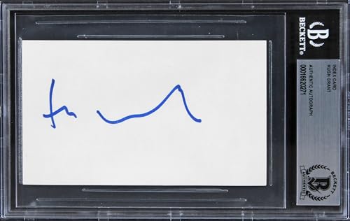Hugh Grant Love Actually Authentic Signed 3x5 Index Card BAS Slabbed 1