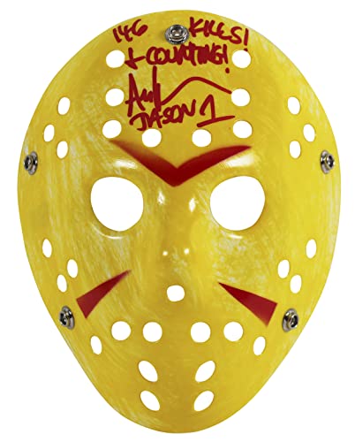 Ari Lehman Friday The 13th 146 Kills & Counting Signed Yellow Mask w Red Sig BAS