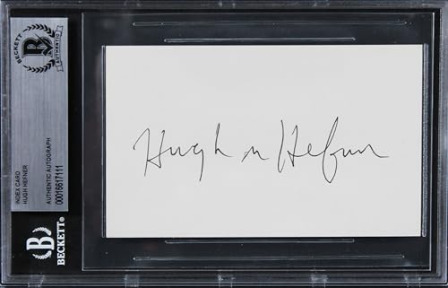 Hugh Hefner Playboy Authentic Signed 3x5 Index Card Autographed BAS Slabbed 1