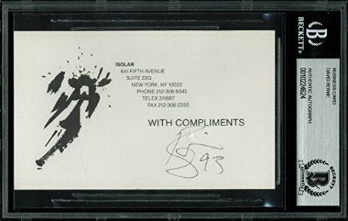 David Bowie "93" Authentic Signed 3.25x5.25 Isolar Business Card BAS Slabbed