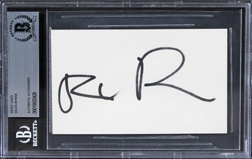 David Byrne Talking Heads Authentic Signed 3x5 Index Card BAS Slabbed 3