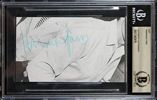 Harrison Ford Star Wars Authentic Signed 3x5 Cut Signature BAS Slabbed