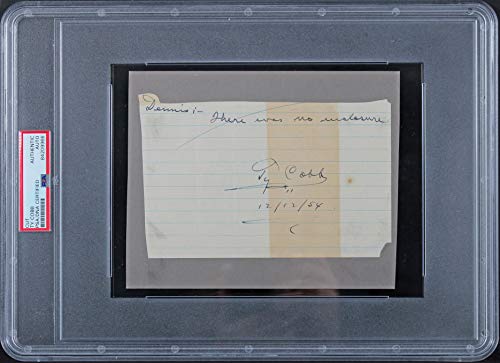 Tigers Ty Cobb 12/12/54 Authentic Signed 4.25x6.75 Cut Signature PSA/DNA Slabbed