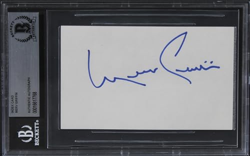 Merv Griffin The Merv Griffin Show Authentic Signed 3x5 Index Card BAS Slabbed 2