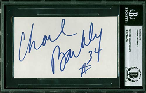Suns Charles Barkley 34 Authentic Signed 3x5 Index Card Autographed BAS Slabbed