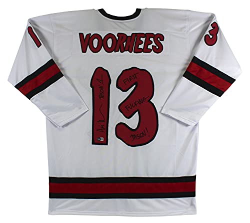 Ari Lehman "First F****** Jason" Signed White Jason Voorhees Hockey Jersey BAS 2