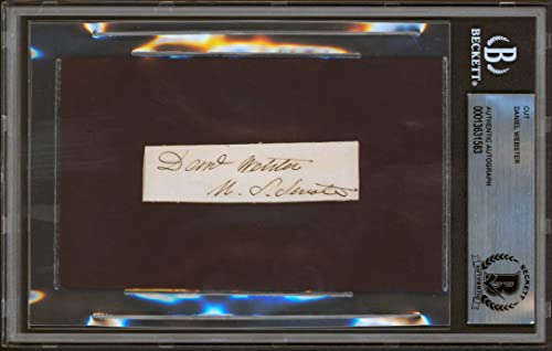 Daniel Webster Authentic Signed .75x2.75 Cut Signature Autographed BAS Slabbed