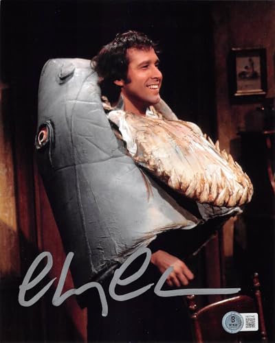 Chevy Chase Saturday Night Live Signed 8x10 Shark Head Photo BAS Witnessed