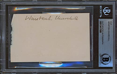 Winston Churchill Authentic Signed 2.1x3.5 Cut Signature Auto 10! BAS Slabbed