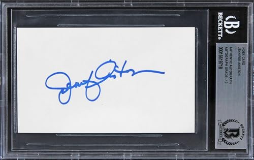 Jennifer Aniston Friends Signed 3x5 Index Card Auto Graded Gem 10! BAS Slabbed 1