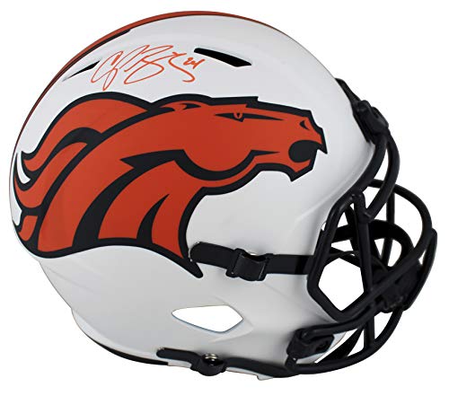 Broncos Champ Bailey Signed Lunar Full Size Speed Rep Helmet BAS Witnessed