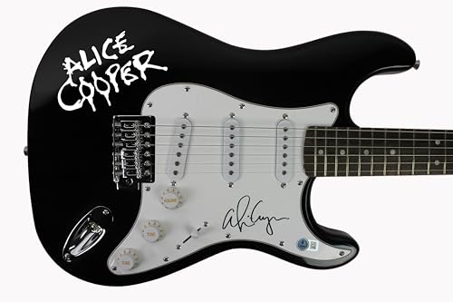 Alice Cooper Authentic Signed Black Electric Guitar w/ Decal Autographed BAS Wit