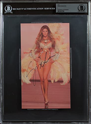 Gisele Bundchen Authentic Signed 4.5x8.5 Cut Signature Autographed BAS Slabbed