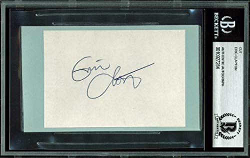 Eric Clapton Authentic Signed 2.75x4 Cut Signature Autographed BAS Slabbed
