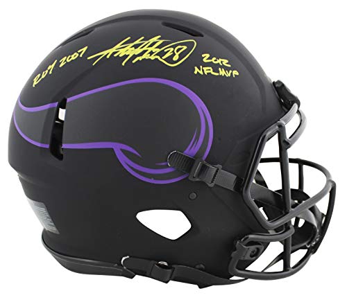 Vikings Adrian Peterson "2x Insc" Signed Eclipse Proline F/S Speed Helmet BAS