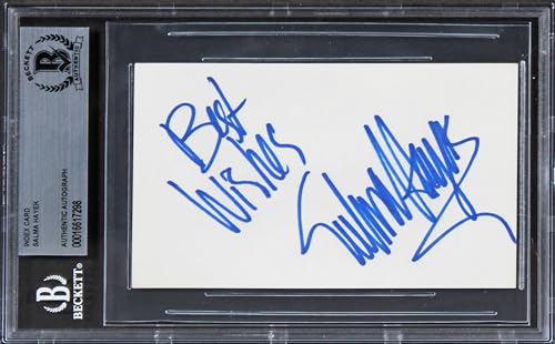 Salma Hayek Grown Ups "Best Wishes" Signed 3x5 Index Card BAS Slabbed 2