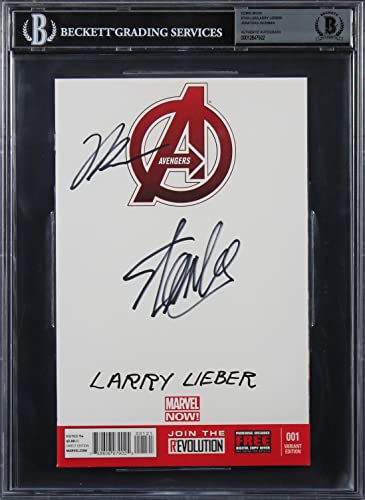 (3) Stan Lee, Lieber & Hickman Signed Avengers 001 Variant Comic BAS Slabbed