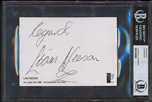 Liam Neeson The Judas Kiss Regards Authentic Signed 4x6 Photo BAS Slabbed