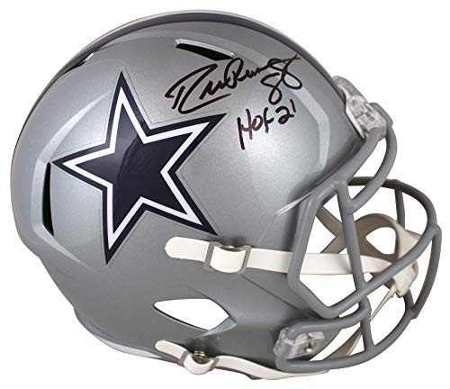 Cowboys Drew Pearson "HOF 21" Signed Full Size Speed Rep Helmet BAS Witnessed