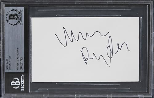 Winona Ryder Edward Scissorhands Authentic Signed 3x5 Index Card BAS Slabbed
