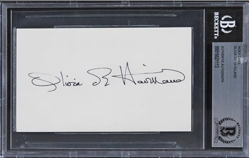 Olivia De Havilland Gone with the Wind Signed 3x5 Index Card BAS Slabbed