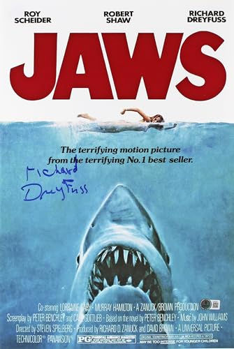 Richard Dreyfuss Jaws Signed 12x18 Mini Movie Poster Photo BAS #BN62064