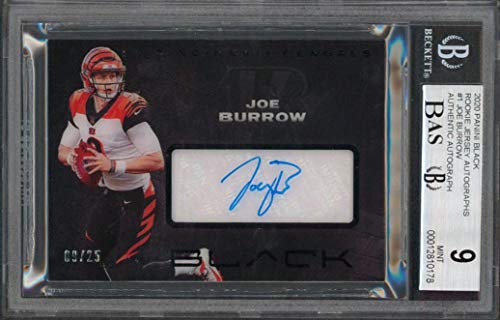 Joe Burrow Signed 2020 Panini Black RC Jersey Auto #1 #09/25 Grade 9 BAS Slabbed
