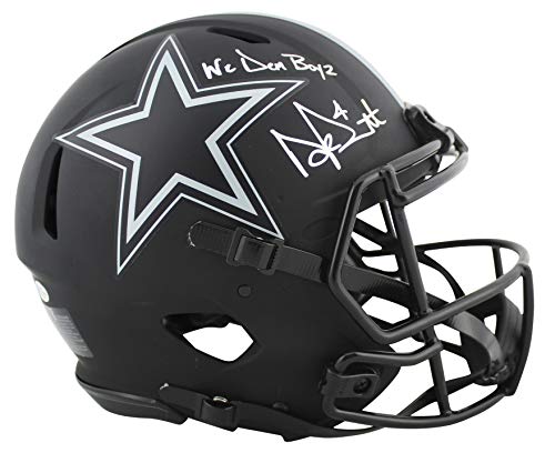 Cowboys Dak Prescott "We Dem Boys" Signed Eclipse Proline F/S Speed Helmet BAS