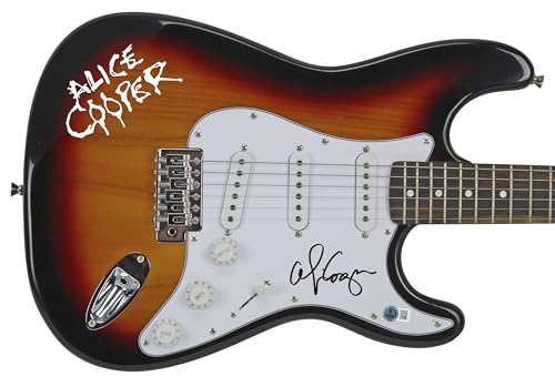 Alice Cooper Authentic Signed Tobacco Electric Guitar w/ Decal BAS Witnessed