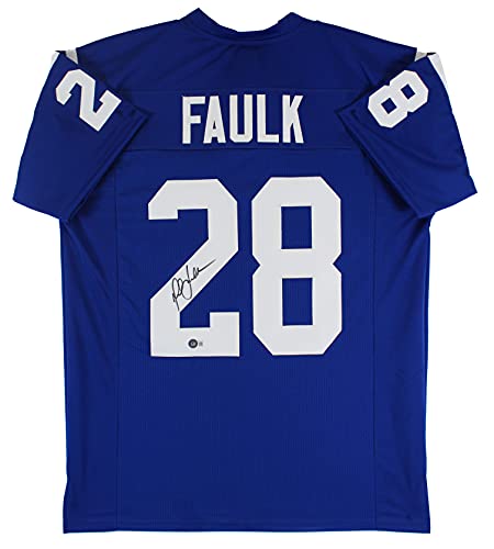 Marshall Faulk Authentic Signed Blue Pro Style Jersey Autographed BAS Witnessed